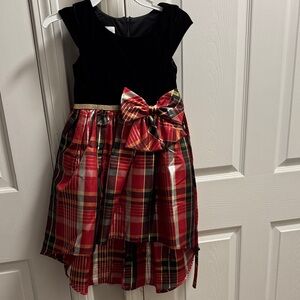 Bonnie Jean Black Velvet and Red Plaid Dress